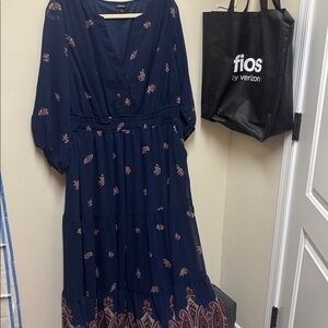 Torrid Blue Dress with Pink Floral Accents